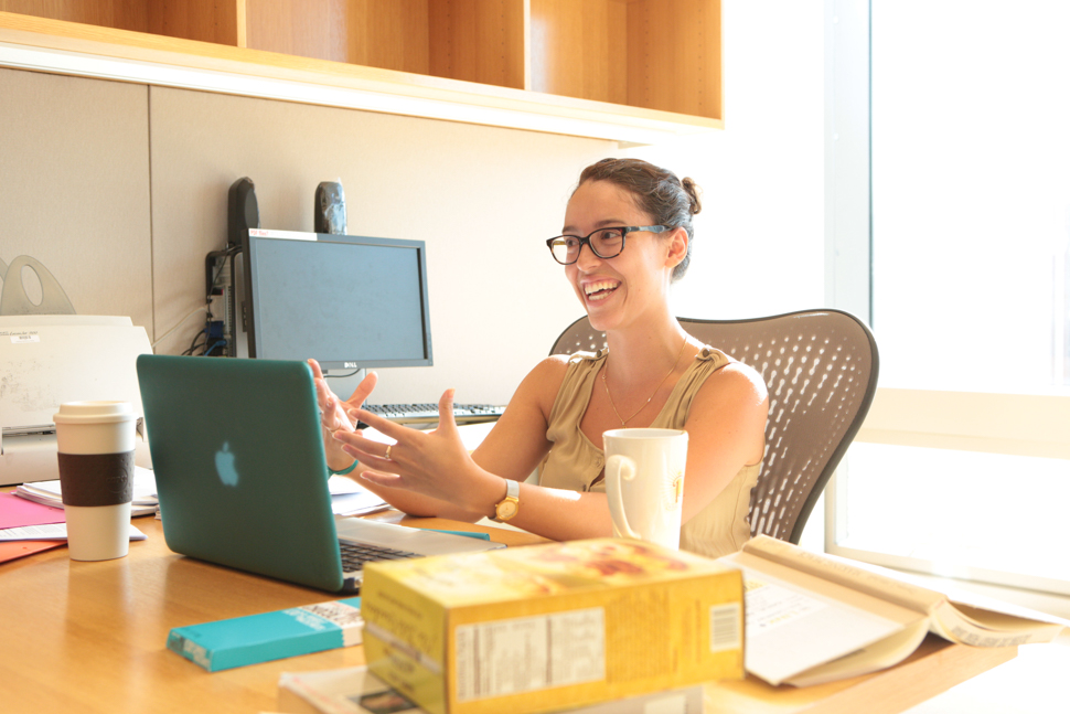 person sitting at a desk